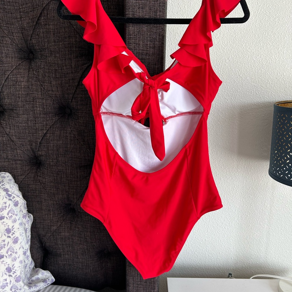 Cupshe Red Ruffle One Piece Swimsuit - Picture 2 of 3